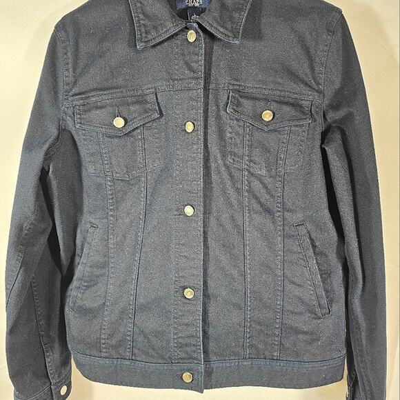 Chaps Navy Denim Jacket True Navy Women's Size Large - Picture 3 of 13